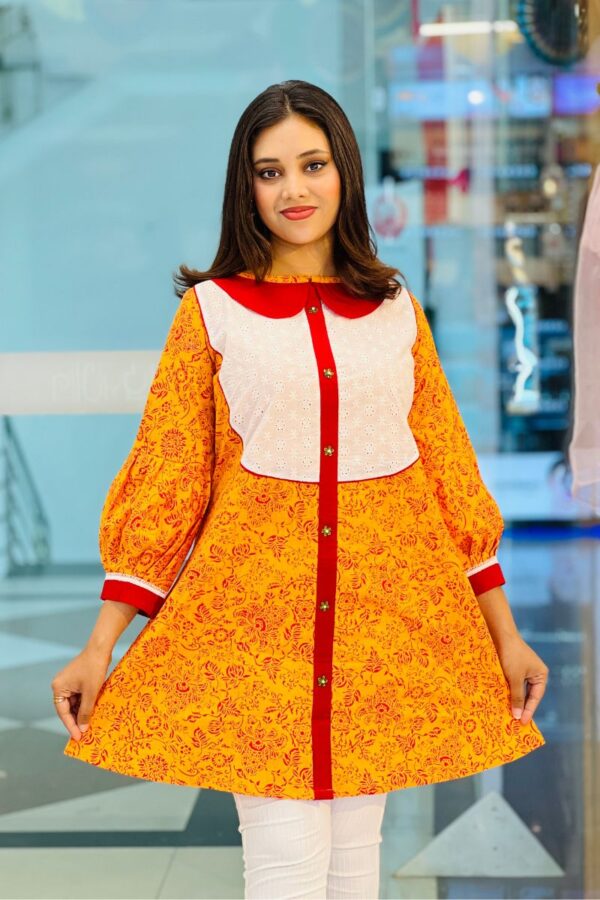 mixed fabric with sp & pattern variation kurti