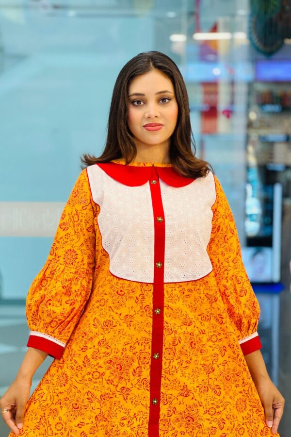 mixed fabric with sp & pattern variation kurti