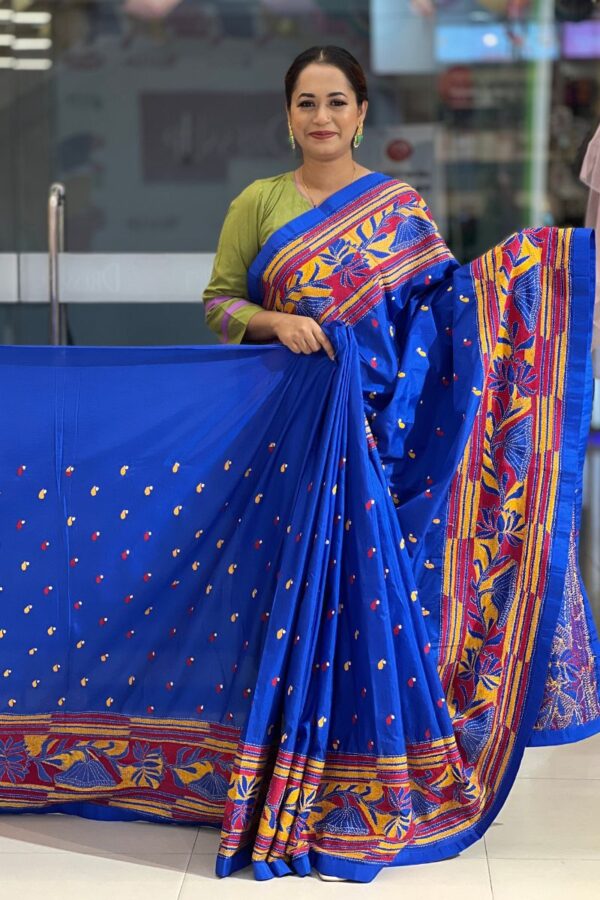 blended silk hand embroidered saree 11