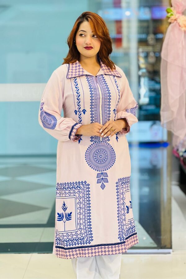 pale lilac color viscose screen printed kurti