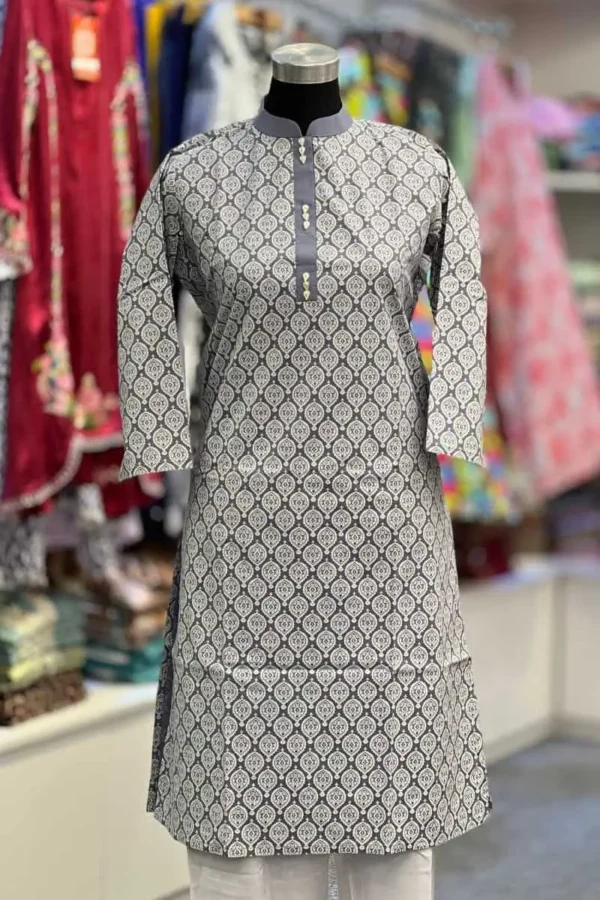 ash multi poplin screen printed kurti