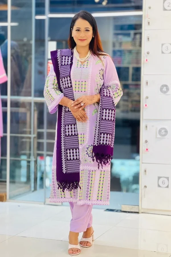 orchid bloom viscose screen printed shalwar suit